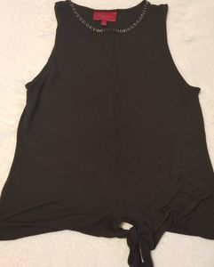 Jennifer Lopez tie up sequin black tank top shirt